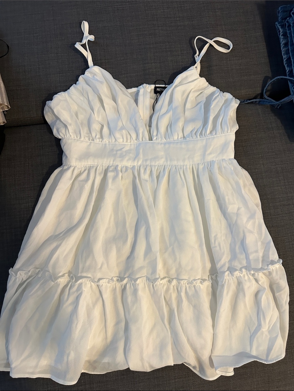 PrettyLittleThing White Tiered Spaghetti-Strap Kids Dress